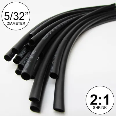 5/32  ID Black Heat Shrink Tube 2:1 Ratio Polyolefin (25 Ft) Inch/feet/to 4mm • $9.75