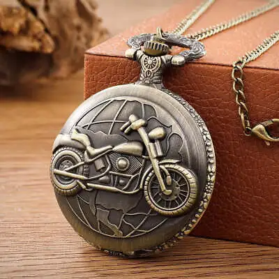 Retro Motorcycle Pattern Quartz Pocket Watch • £13.19