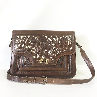 Vintage Tooled Leather Shoulder Bag Mexico Eagle Aztec Mayan Calender Purse • $35.59