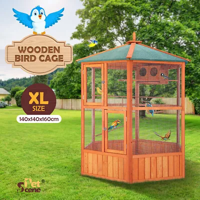 Petscene Bird Cage Aviary Wooden Coop Animal Enclosure Parrot Budgie House XL • $299.95