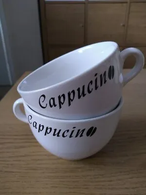 Pair  Of White Vanello Porcelain Cappuccino Coffee Cups With Cappucin Logo • £5.99