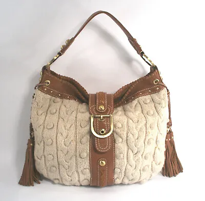 Rafe New York Ivory Shoulder Strap Bag W/Tan Leather Accents & Dust Cover- Exc • $15.29