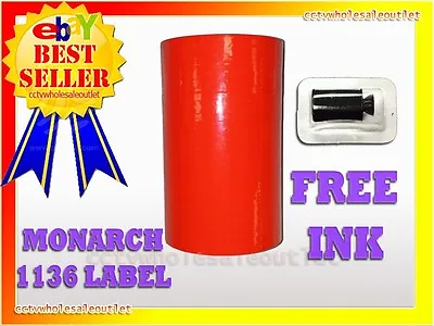 Fluorescent Red Label For Monarch 1136 Pricing Gun 1 Sleeve=8rolls • $27.50