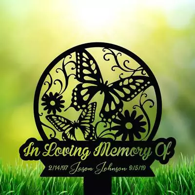 Metal Memorial Stake Cross Butterfly Grave Marker In Loving Memory Garden Sign • $270.95