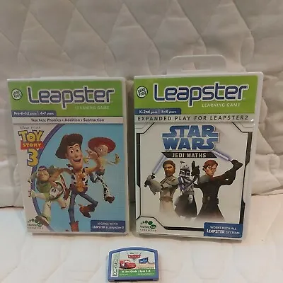 Leapfrog Leapster Learning Games Cartridge  X 3 Star Wars Disney Cars Toy Story • £14.99