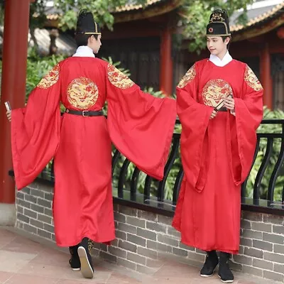 Ancient Hanfu Men Chinese Traditional Dragon Robe Wedding Clothes Ming Dynasty • $76.99