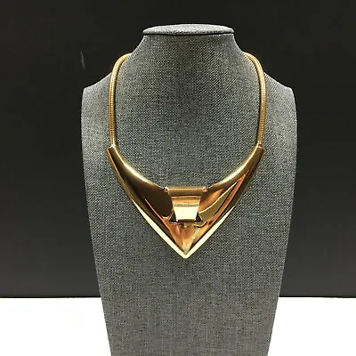 Vintage TRIFARI Modernist COLLAR Necklace Shiny Gold PL Triangle Shape R234zt • $129