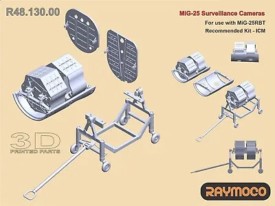 RAYMOCO R48.130.00 1/48 MiG-25 Surveillance Cameras. For Use With MiG-25RBT. ICM • $21.94