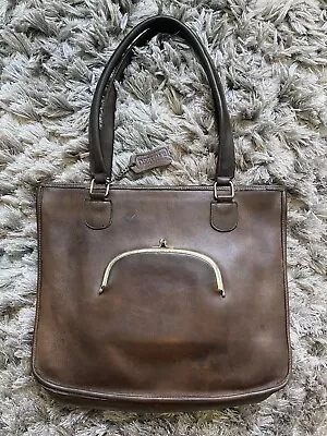 Vintage Dorcelle Brown Leather Tote Bag 2-Handle Hobo Purse Made In USA Oversize • $15