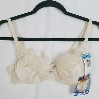 Maidenform Chantilly Bra 34B Underwire Lightly Lined 7387 Beige Vintage 90's NWT • $34.29