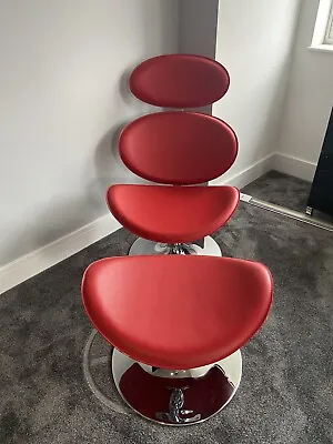 £140 • Buy Modern Red Leather Chair & Foot Stool