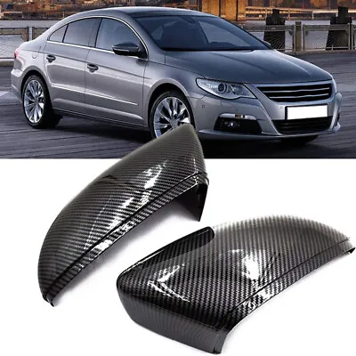 $27.98 • Buy For VW JETTA Beetle CC Eos Passat Scirocco Carbon Fiber Look Mirror Cover Cap