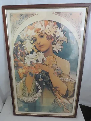 Flowers 1897 Art Nouveau Mucha Vintage Poster Print Framed Art Wall Decor Italy • $100