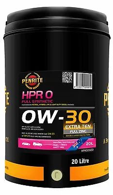 $299.95 • Buy Penrite HPR 0 0W-30 Engine Oil 20L