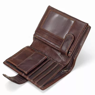 Men's Genuine Leather Wallet Coin Purse Card Case Mens Vintage Trifold Wallets • $14.98