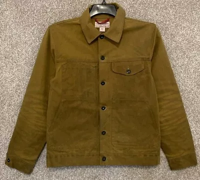 Vintage CC Filson Mens Brown Short Cruiser Jacket Tin Cloth Tan Size Small • $239.99