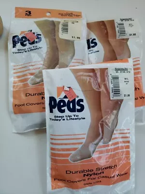 Vintage Peds Foot Covers Nylons Nude M L Set Of 3 New • $14