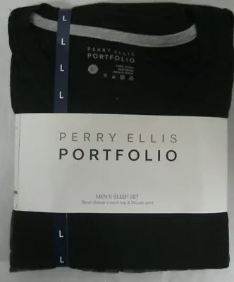 NEW Perry Ellis Portfolio Men's Sleep Set -Large Black/ Plaid  Retail $60 1051  • $19.99