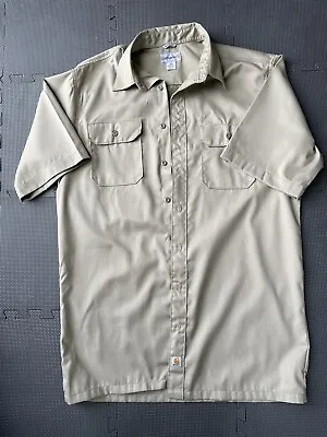 Carhartt Short Sleeve Button Up Vintage Work Shirt Nwt Large Tall Khaki Biege • $44.99