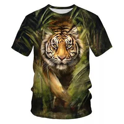 Mens 3D Print Animal Short Sleeve T Shirt Tops Casual Slim Fit Crew Neck Tunic T • $11.50