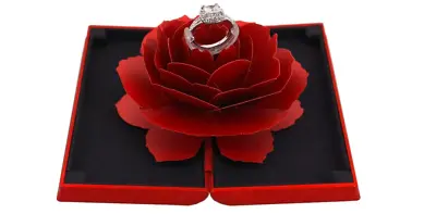 Propose Ring Romantic Red Rose Jewelry Box Engagement Velvet Case Wedding Rings • $17.49