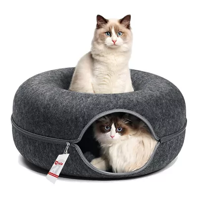 Cat Tunnel Bed Felt Pet Puppy Nest Cave House Round Donut Detachable Washable • $23.99