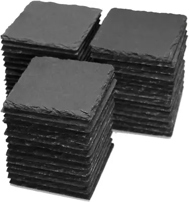 45 Pack 4 X 4 Inch Slate Coasters Slate Coasters Bulk For Engraving Black  ✅✅✅ • $52.62