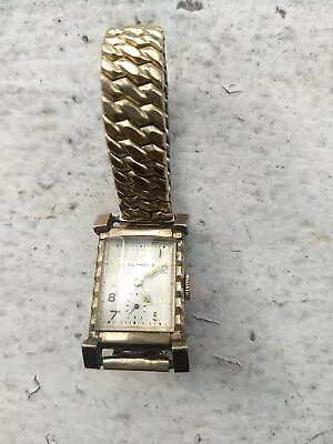 OLYMPIC Art Deco Gold Tone Men VTG Watch RUNS • $20