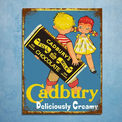 Cadbury's Full Milk Chocolate Retro Vintage Metal Plaques Signs Poster Image • £4.99