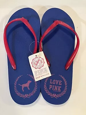 NWT Victoria's Secret LOVE PINK Blue/Pink Flip Flops - Size Medium • $20