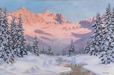Snow Mountain Landscape Oil Painting Wall Art Giclee Printed On Canvas P1672 • $9.99