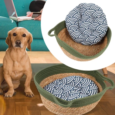 £18.95 • Buy Pet Bed Home Wicker Cat Lounger Indoor Cat Kennel Woven Hamper