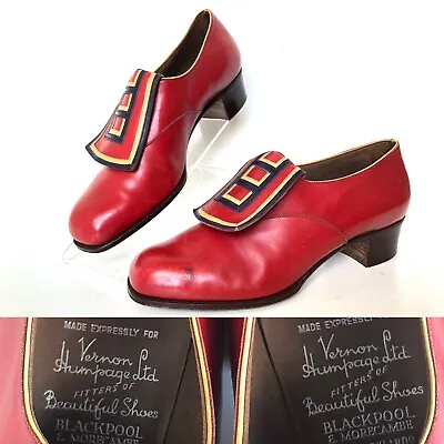 £95 • Buy Vintage 1960s Vernon & Humpage Red Leather Shoes Size UK 3.5 TV Film Props