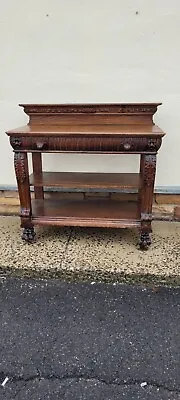 Victorian Antique Oak Sideboard Server Bar Carved Paw Feet Acanthus Leafs • $575
