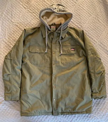 Genuine Dickies Work Coat Jacket Grey Sherpa Hoodie Army Green Size M 42-44 EUC • $28.79