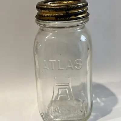 Vintage Hazel Atlas Mason Jar Mini Coin Bank Seal-All ARC-LID MCM Country • $10.99