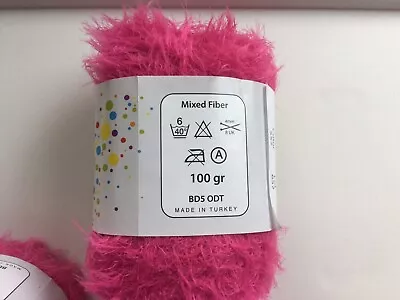 £6.99 • Buy Job Lot Dk Fluffy Eyelash Knitting Yarn Wool 7 Balls=800grams  Bright Pink