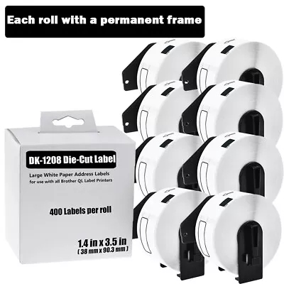 8 Roll DK1208 Address Labels 400 Labels P/R For Brother QL-580N/700 W/8 Frame • $40.99