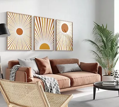 3 Piece Canvas Wall Art Paintings Sun With Rays Modern Home Design Artwork • $24.99