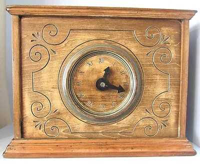 Antique SAFE Bank Faux Mantel Clock Wood Victorian Spoon Carving Vintage • $195