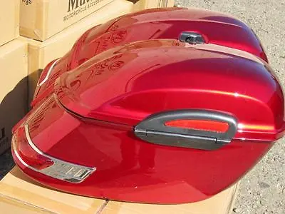$299 • Buy RS Motorcycle Hard Saddlebags ROAD STAR VTX C90 VULCAN V 650 1100 Burgundy Red