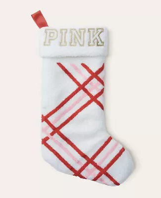 Victoria's Secret PINK Stocking White Red Pink Striped Gold Logo Limited Edition • $9.99