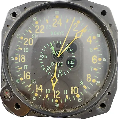 Vintage Waltham Civil Date Military Mechanical Aircraft Clock  W 24 Hour Dial • $359.70