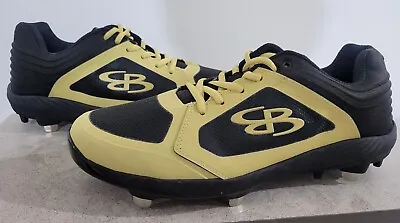 Boombah Baseball Softball Metal Cleats Black Gold Men's Size 12 • $35