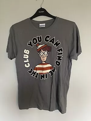 Mens Where's Wally Grey Tshirt Fancy Dress Fun Stag Do Size L Large Short Sleeve • £5.99