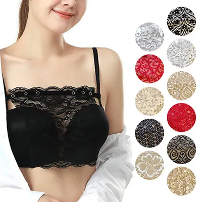 Women Sexy Lace Privacy Camisole Bra Cover Tube Top Wrap Chest Bra Mock Panel • £1.98
