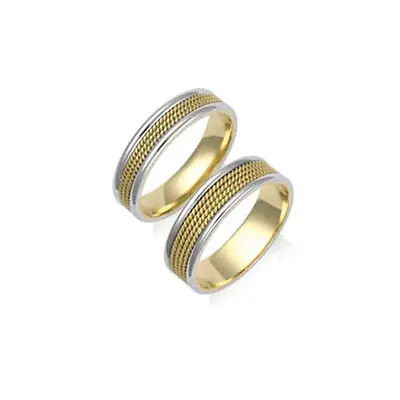 £432 • Buy 9ct Gold Hallmarked 2 Colour Matching Wedding Rings