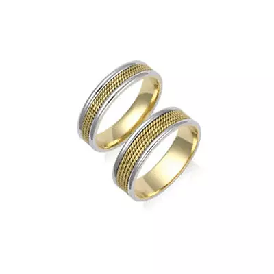 £432 • Buy 9ct Gold Hallmarked 2 Colour Matching Wedding Rings