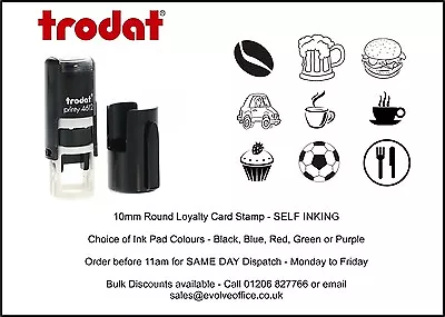 Loyalty Card Rubber Stamp 10mm Circle Ideal For Cafe Bars Coffee Shop Car Wash • £14.64