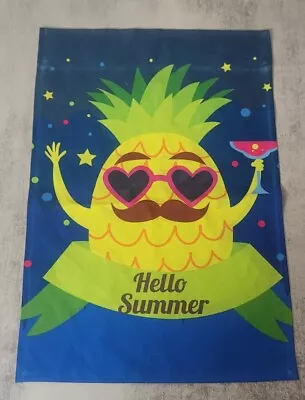 Garden Flag Home Yard 2 Sided Hello Summer Pineapple Drinks Beach Drink Mustache • $6